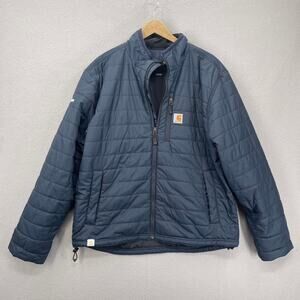 Carhartt Jacket Mens Lg Blue Gilliam Rain Defender Insulated Puffer Work Warm